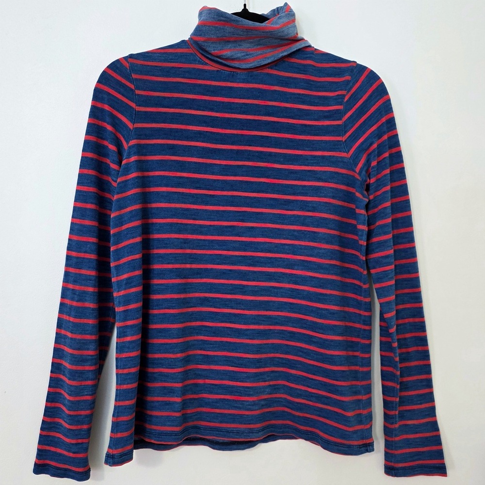 Faherty Striped Long Sleeve Turtleneck Top Sz S Fitted Capsule Basic Preppy